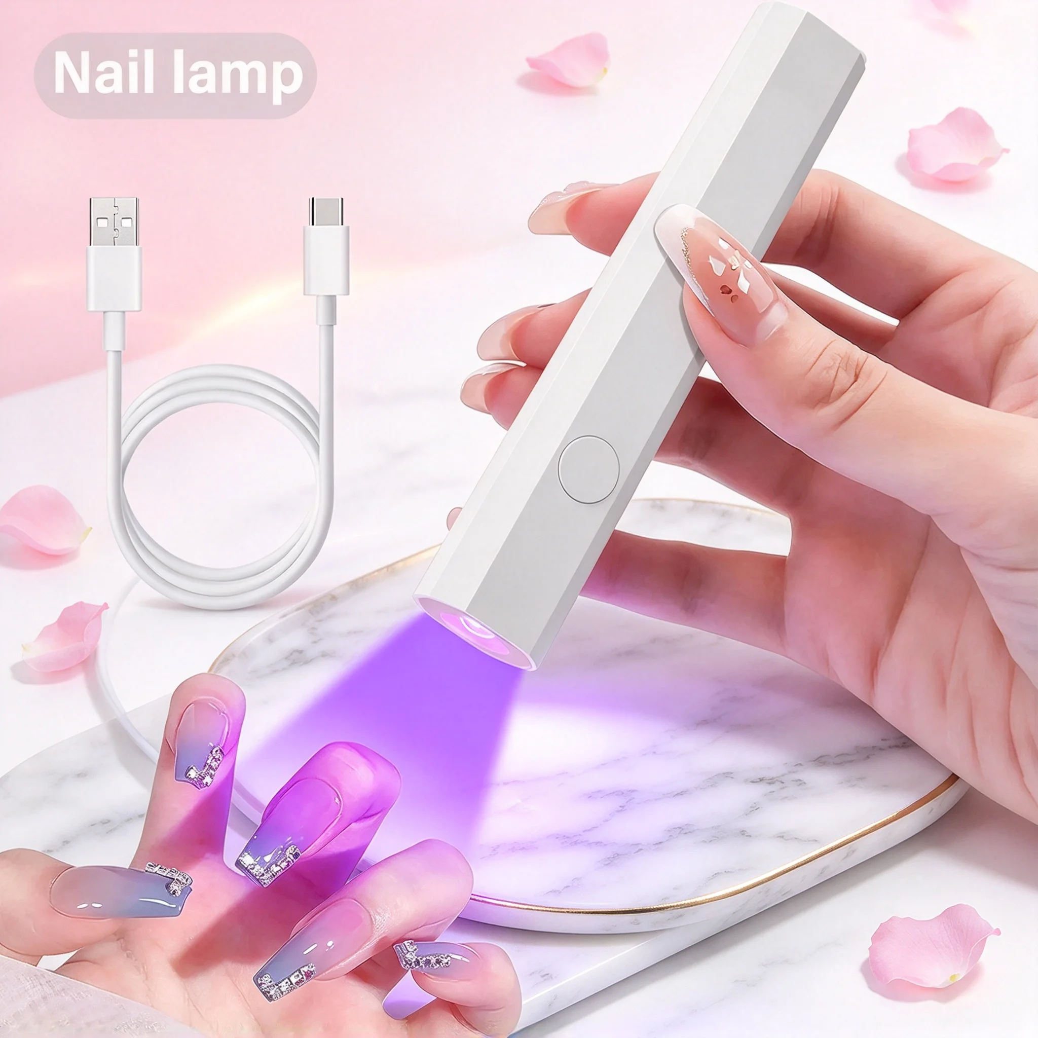 Professional Nail Lamp Stand Handheld LED UV Light with LCD Display for Gel Nails Rechargeable USB Nail Dryer for Fast Curing