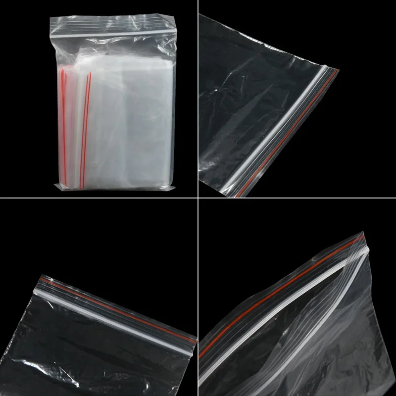 100 pcs/pack Small Zip Lock Plastic Bags Reclosable Transparent Bag Vacuum Storage Bag Clear Bags Thickness