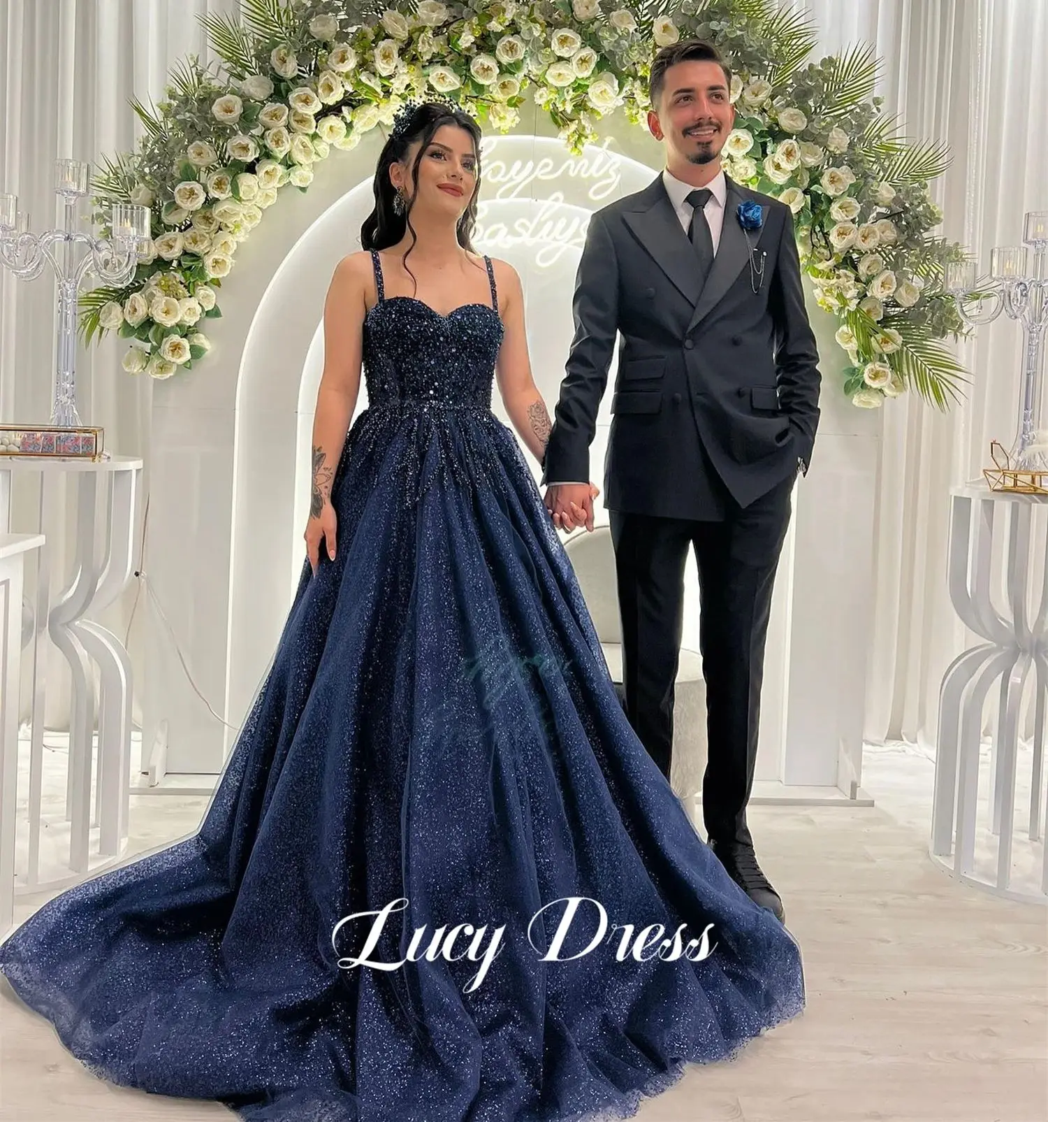 Lucy Women's Women Evening Dress Wedding Party Dark Blue Robes De Cocktail Dresses prom dresses party dresses فساتين سهرة