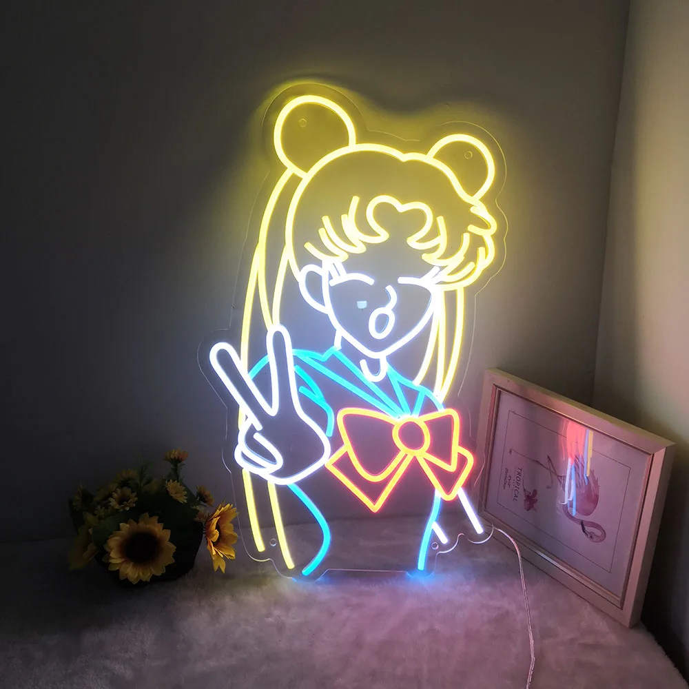 Sailor Moon Girl Led Neon Sign |Sailor moon wall art | Sailor moon wall decor | Sailor moon led neon sign | Drop shipping neon