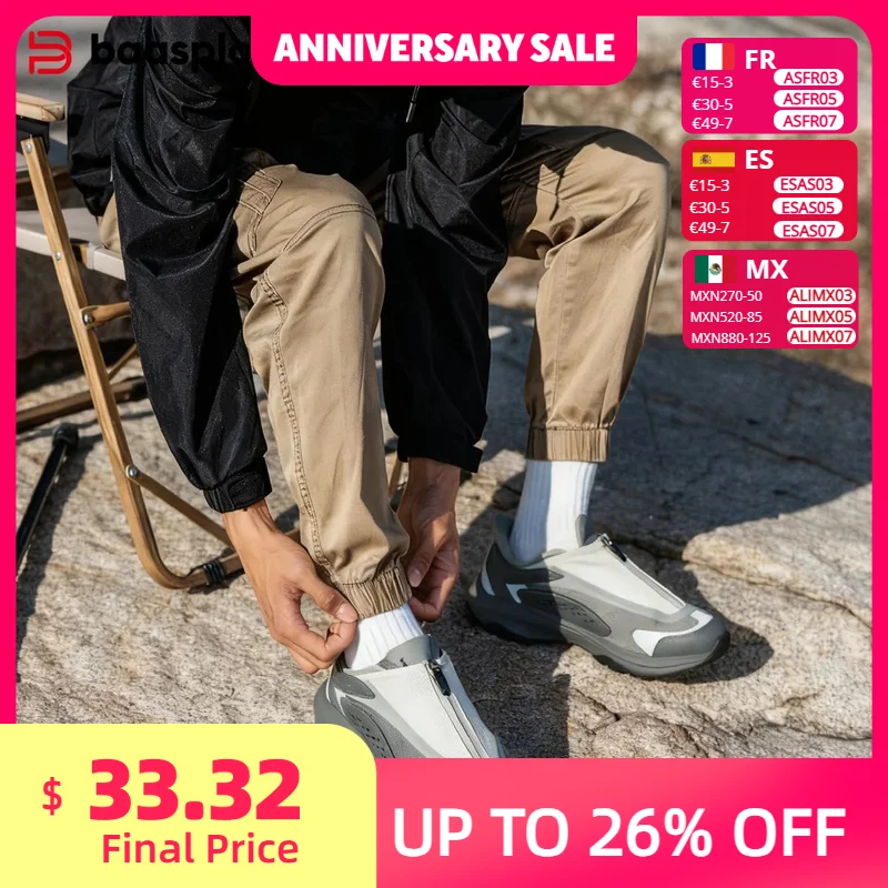 

Baasploa Men Hiking Shoes Zipper Luxury Designer Mesh Breathable Male Trekking Climbing Sneakers High Quality Outdoor Shoes