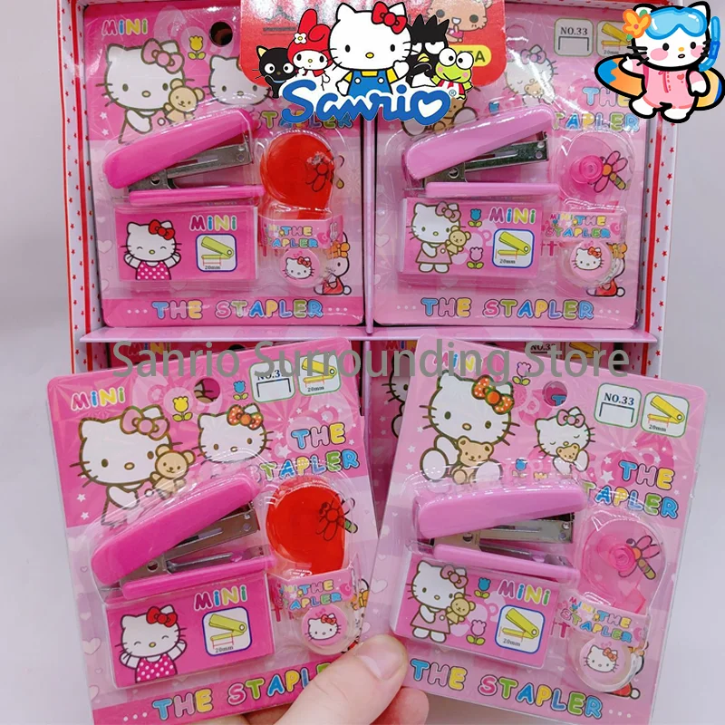 

Sanrio Cartoon Hello Kitty Stapler Adhesive Tape Set Cute Student Stapler Office Document Binding Machine Office School Supplies