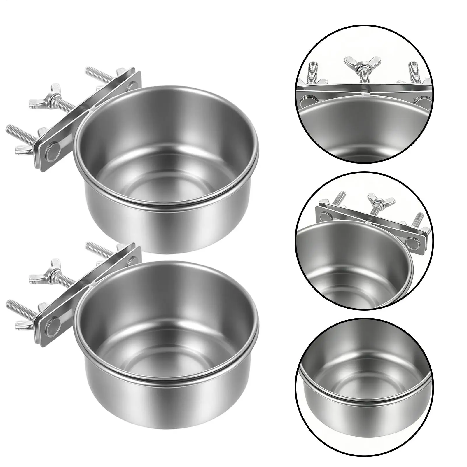 Comedero para Pájaros, Juego de 2 Platos de Acero Inoxidable para Mascotas, Suministros para Alimentar y Dar de Beber a Pájaros en Jaula, para Loros, Ninfas, Conures, Palomas