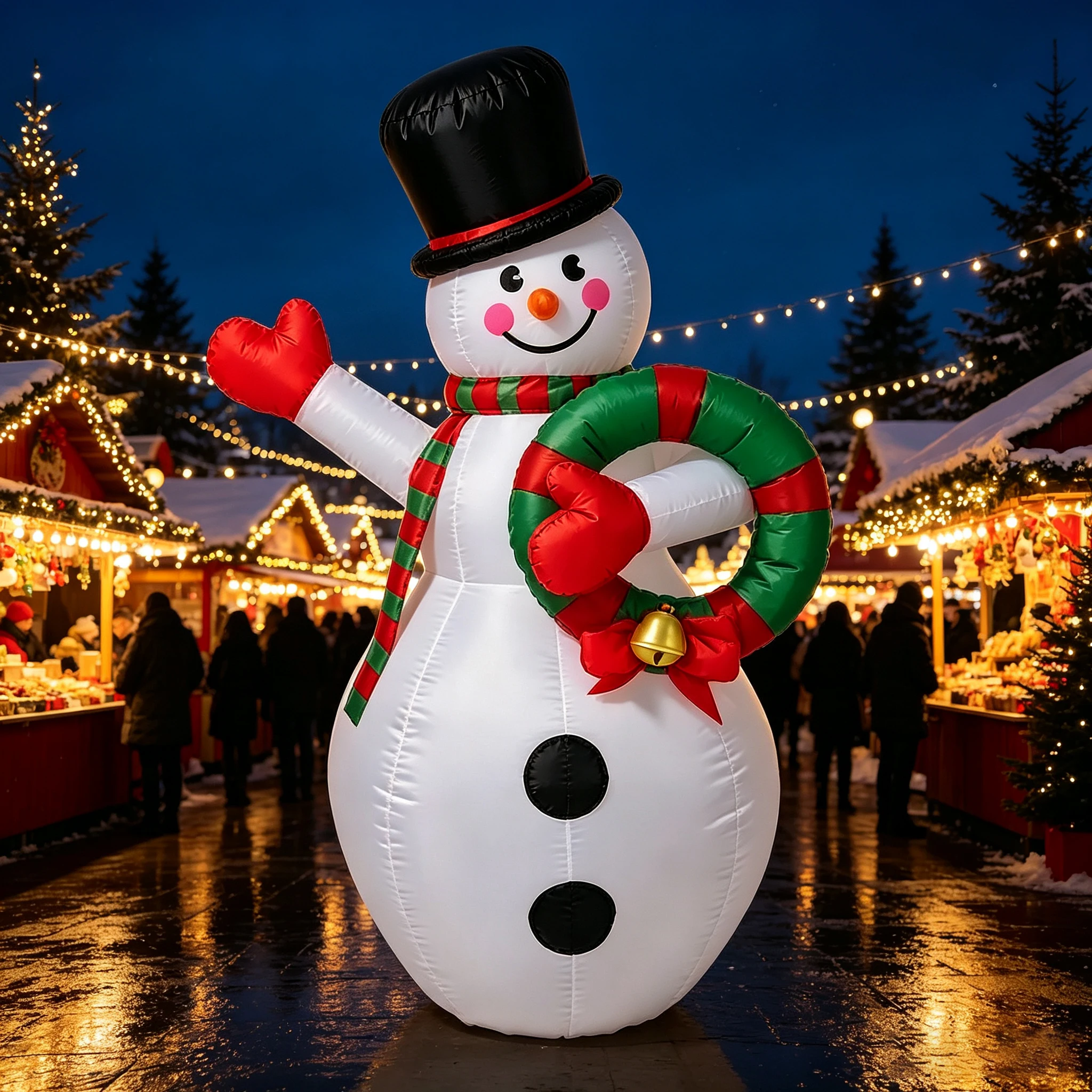 Christmas Inflatable Decoration 8ft Inflatable Wreath Snowman Model Christmas Outdoor Party Decoration Inflatable