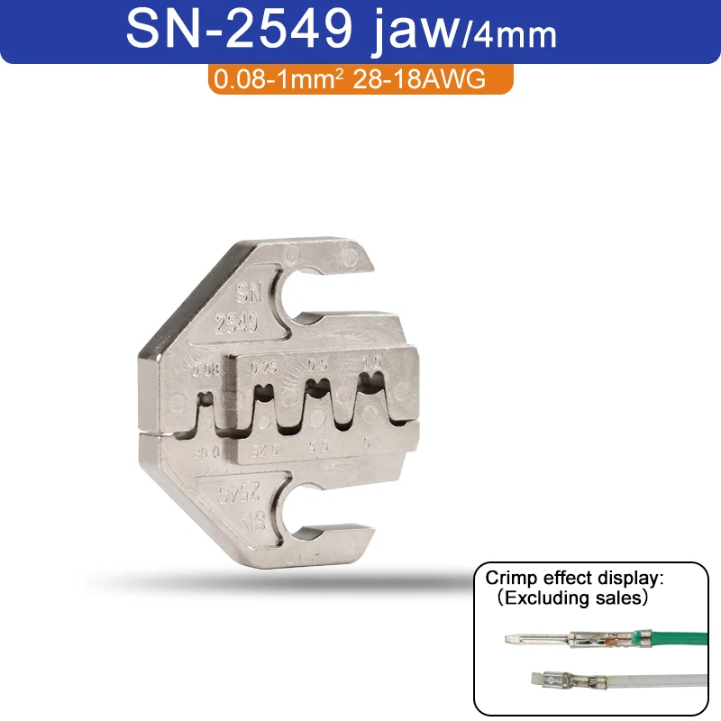 1 stks SN Krimptang Kaak (Breedte 4 mm/Tang 190 mm) Poederlegering Voor TAB 2.8 4.8 6.3 XH2.54 Plug Isolatie Buis Terminal Gereedschap