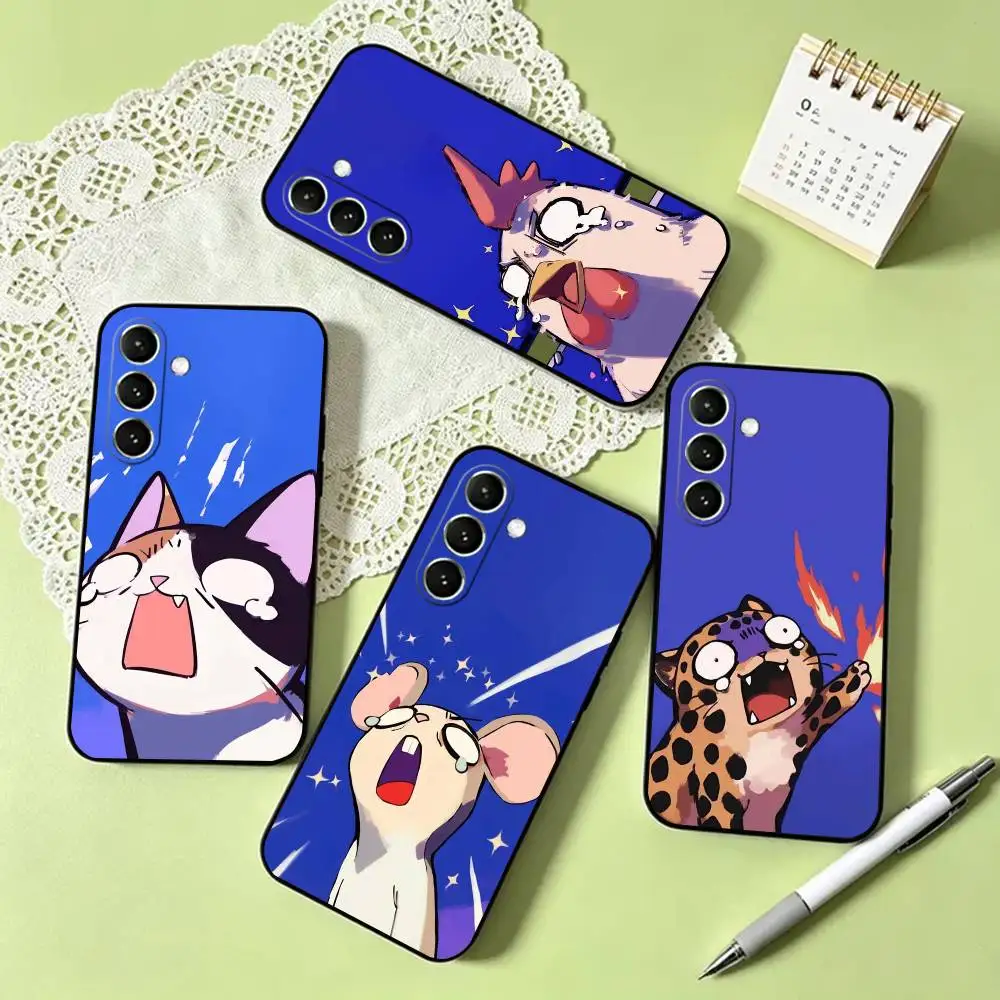 Animal C-Cute cartoon animals  Phone Case For Samsung Galaxy A73,A72,A71,A70,A53,A52,A51,Soft Silicone Black Cover
