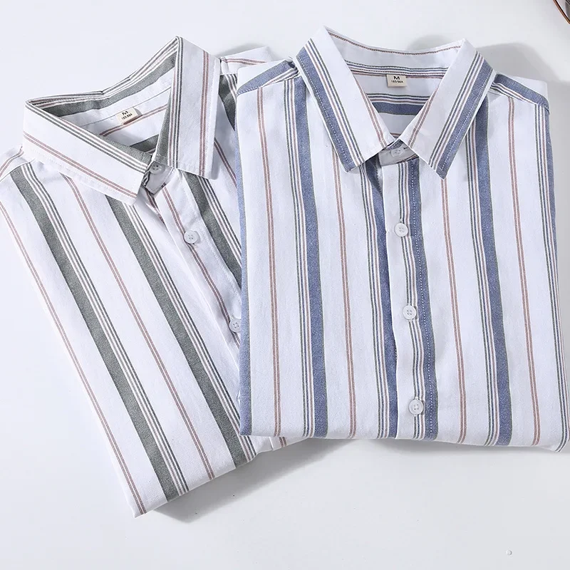 2024 Men's New Long-Sleeved Shirt Classic Striped Spring Hemming Trendy Casual All-Matching Shirt