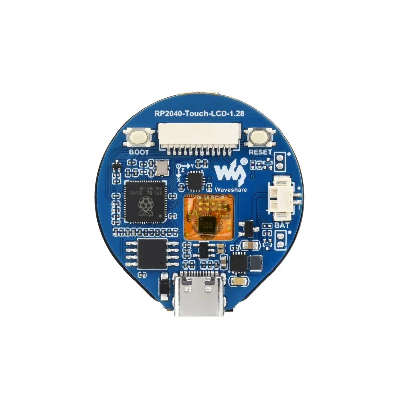 RP2040 Microcontroller Development Board, with 1.28inch Round Touch LCD, Compact size, Accelerometer And Gyroscope Sensor