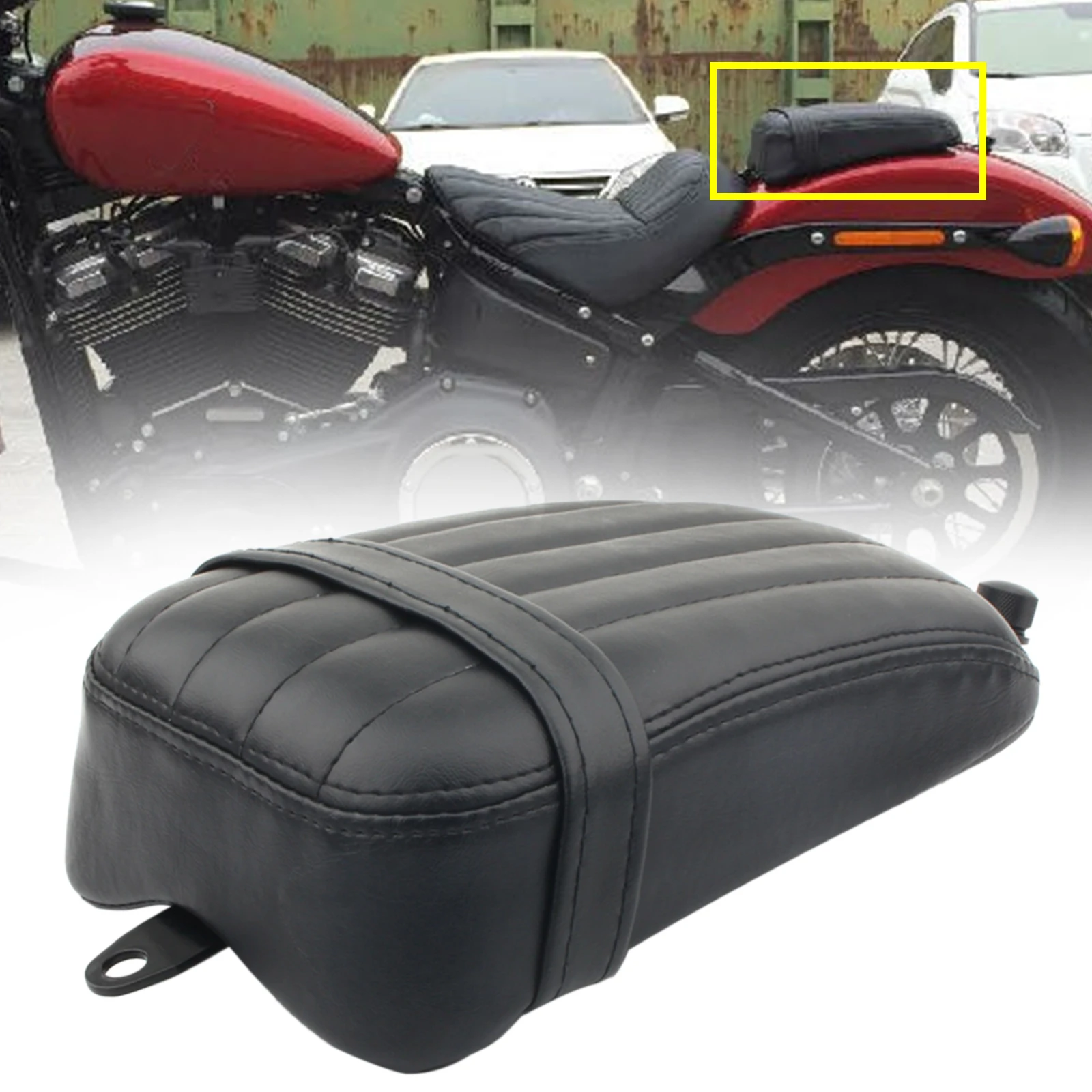 Motorcycle Rear Passenger Pillion Seat Cafe Racer Bobber Saddle For Harley Davidson Softail Slim FLSL, Street Bob FXBB - view 4