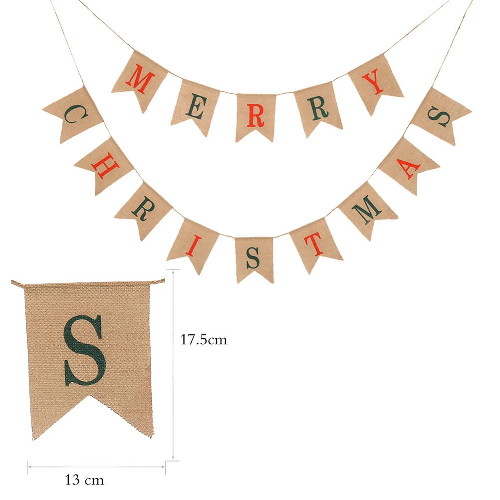 لافتة خيش معلقة لحفلات عيد الميلاد وحفلات عيد الميلاد وحافة بشق للمنزل والولائم والرقص وأعياد الميلاد في السنة الجديدة #5