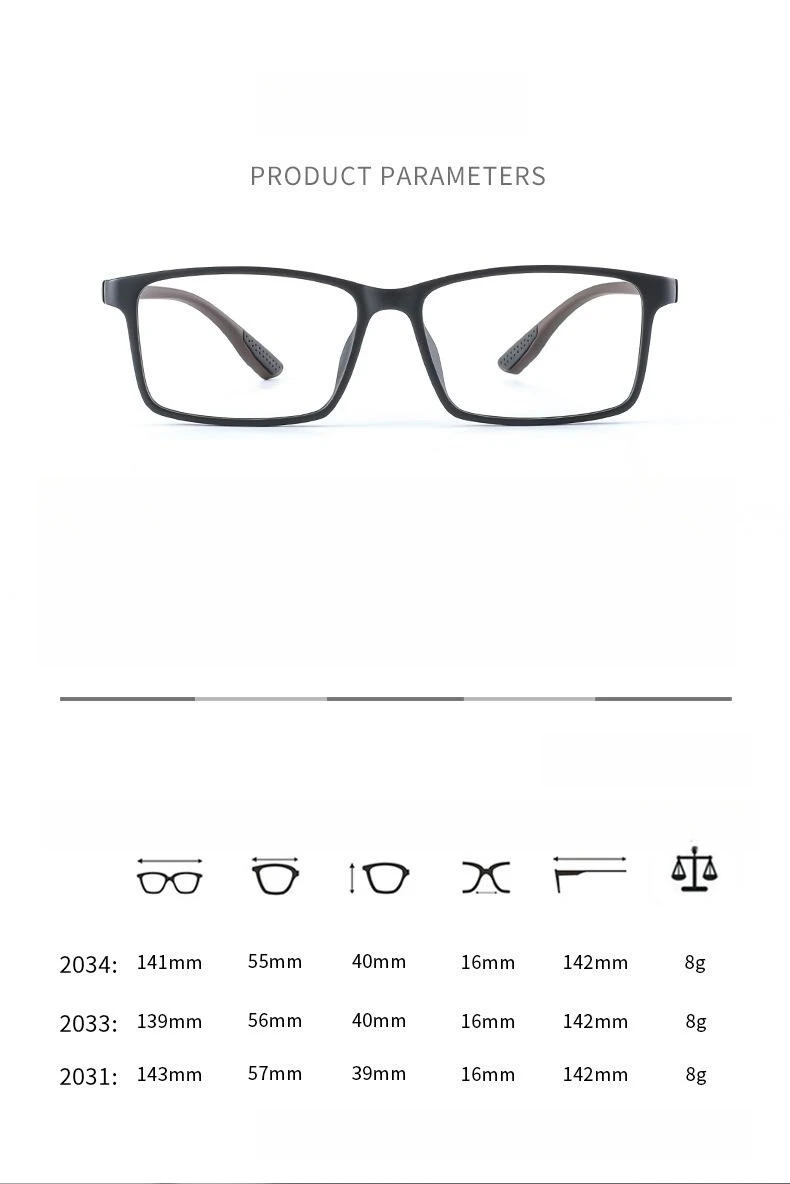 YIMARUILI Ultraleichte, flexible, schraubenlose Design-TR90-Brillen für Damen, Retro-Quadrat, optische Brillenfassung, Herren, 2033 – Detail 9