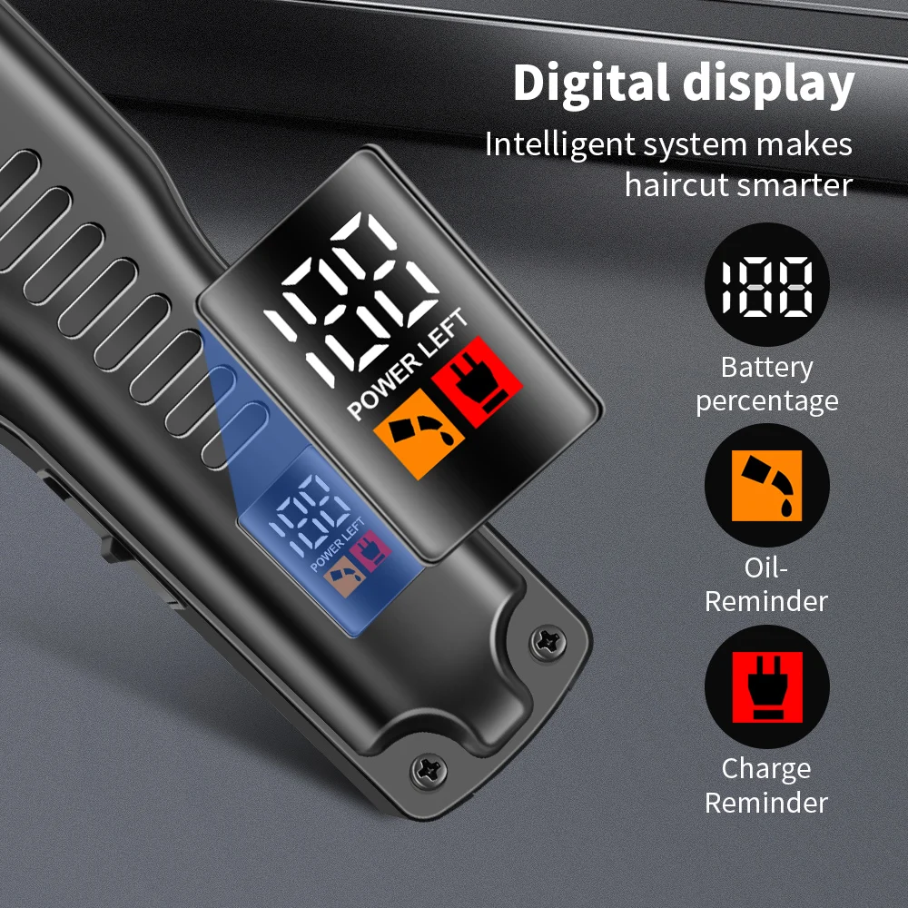 

Wireless Hair Clipper Rechargeable Trimmer Professional Hair Clipper Electric Haircut Kit LCD Display Men's Beard Shaver