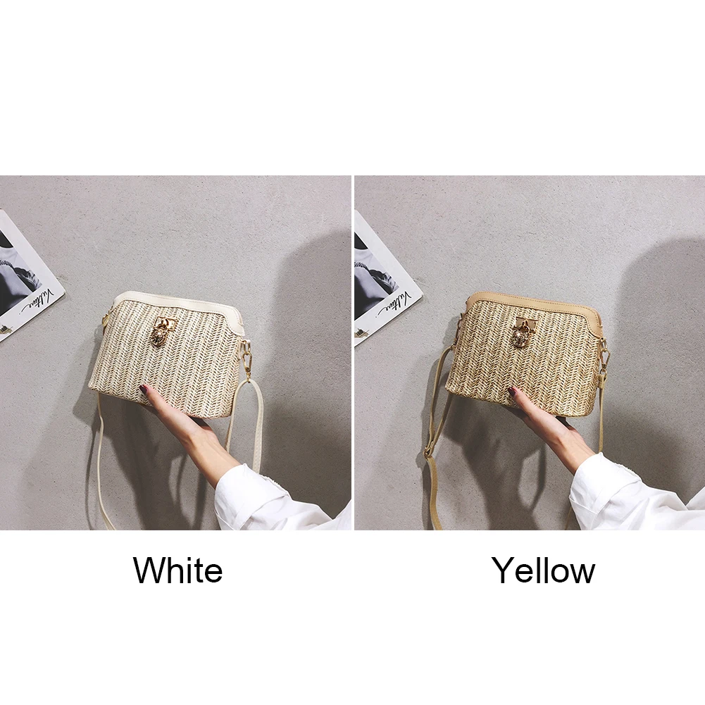 

Summer Beach Straw Messenger Bags Shell Women Woven Shoulder Purse Handbags