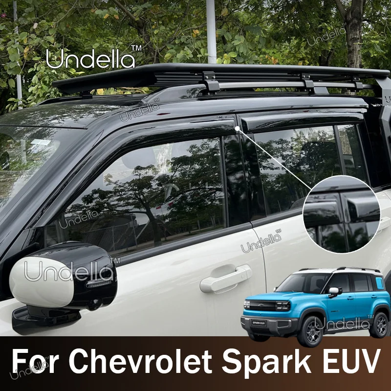 Car Styling Window Door Visor Weather Shield Wind Deflector Sun Rain Shelter For Chevrolet Spark EUV 2026 2027 Car Accessories