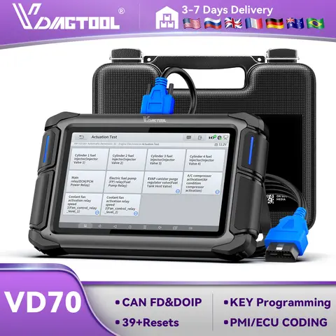 VDIAGTOOL VD70 Automotive OBD2 Scanner Car Diagnostic Tool ECU Coding with 39+ Resets DOIP FCA Key Programmer Scan Tool