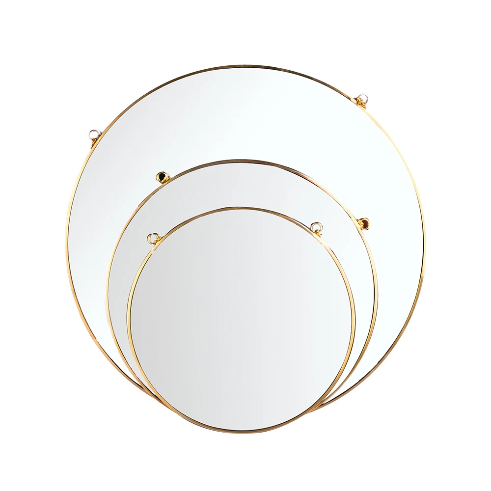 Hanging Circle Mirror Wall Decor S/M/L Gold  Metal Round Makeup Mirror With Hanging Chain Dressing Living Room Bathroom Bedroom