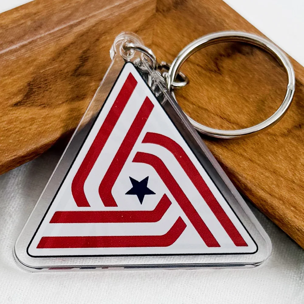 

Aline Triangle-US Tricentennial Flag Acrylic Double Sided Keychain Sci-Fi Movie Inspired Key Ring Fan Gift Collectible Souvenir