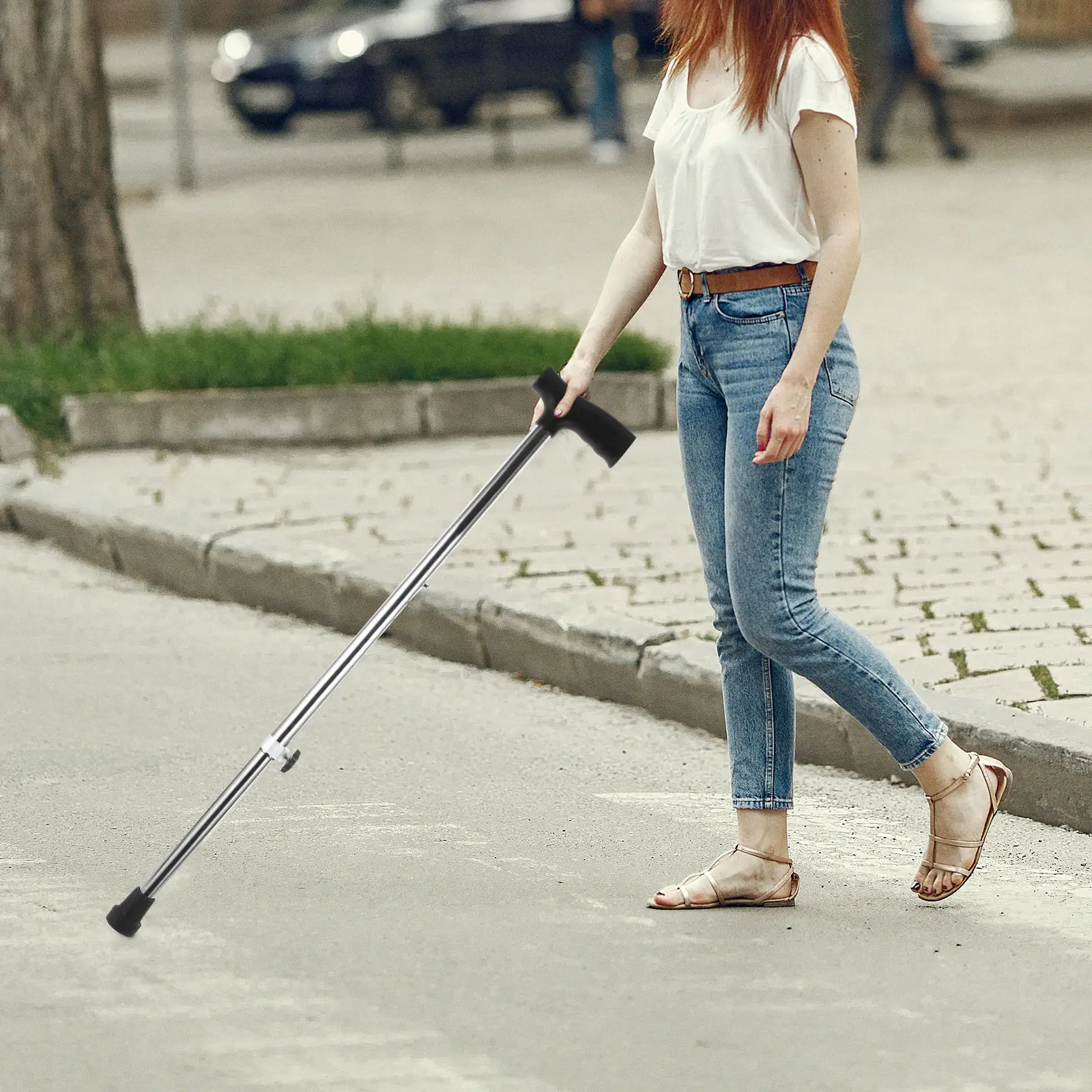 

Трость из нержавеющей стали, регулируемая, с противоскользящим покрытием, для пожилых людей, для походов, кемпинга, треккинга, вспомогательное средство для передвижения