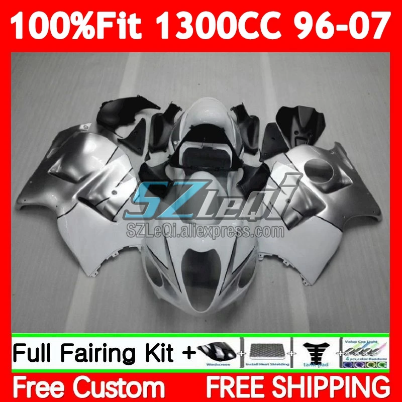 Injection For SUZUKI Hayabusa GSXR 1300 CC Silver white GSXR-1300 86No.3 GSXR1300 96 97 98 99 00 01 02 03 04 05 06 07 Fairings