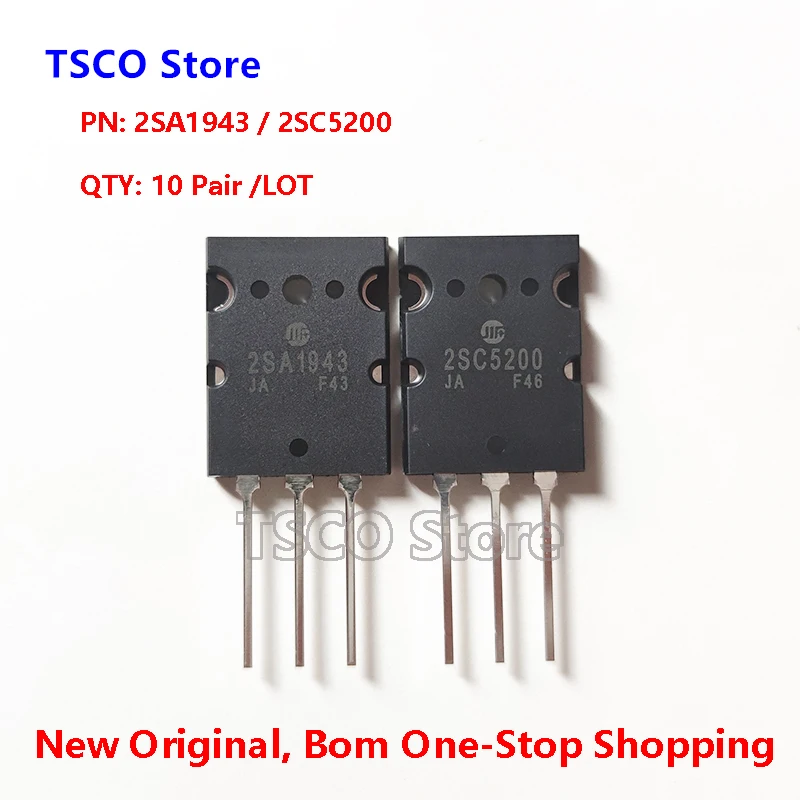 （ 10 Pair /LOT)  2SC5200 2SA1943 TO-264   New Original  Audio transistors