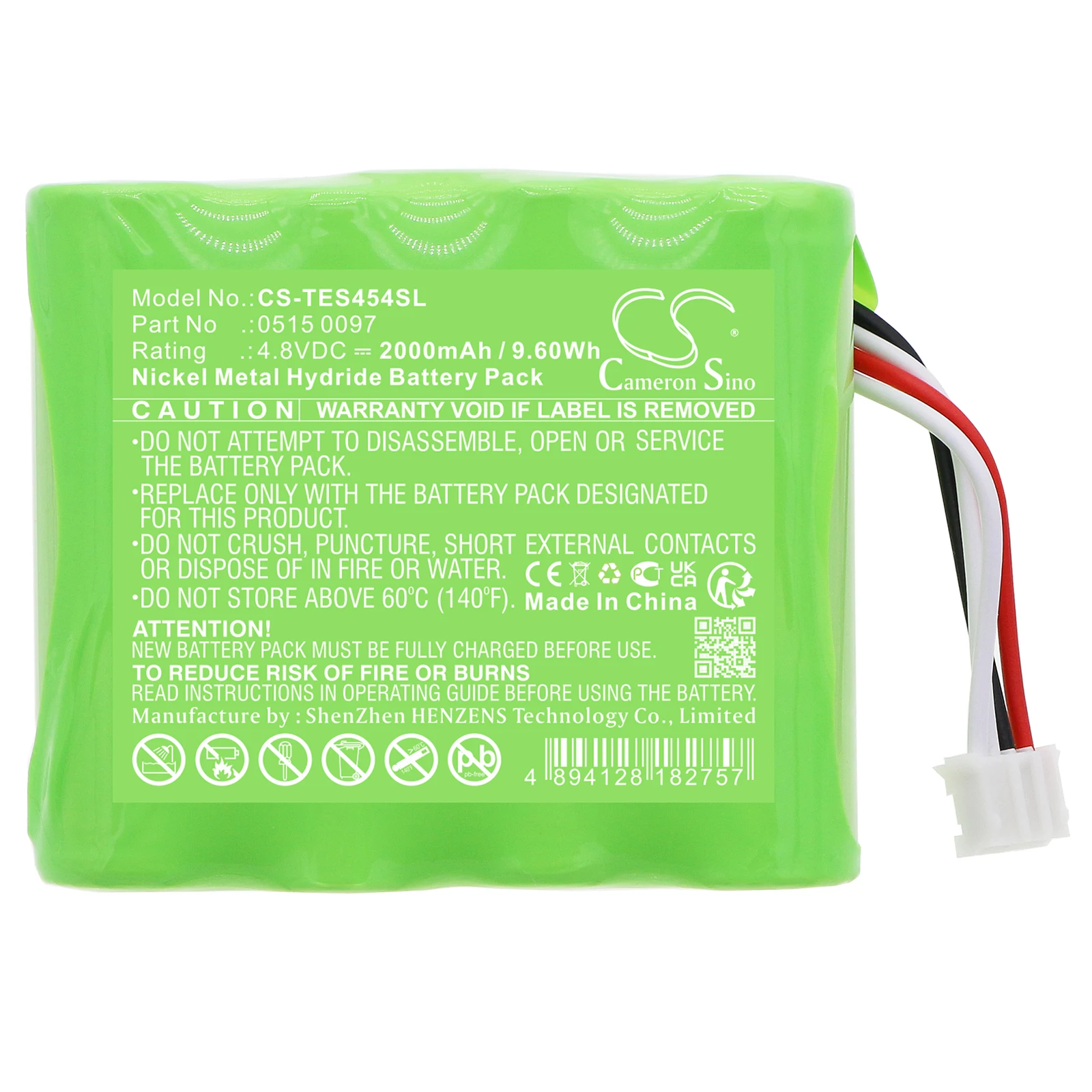 Ni-MH Equipment, Survey, Test Battery for Testo,4.8v,2000mAh,350 Control,454 Control,0515 0097