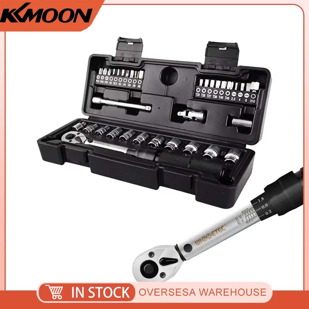 2-20Nm 1/4 Preset Torque Wrench Socket Bit Combination 35 in 1 Household Sets Utility Kit Toolbox Hand Tool Sets Bicycle Fix