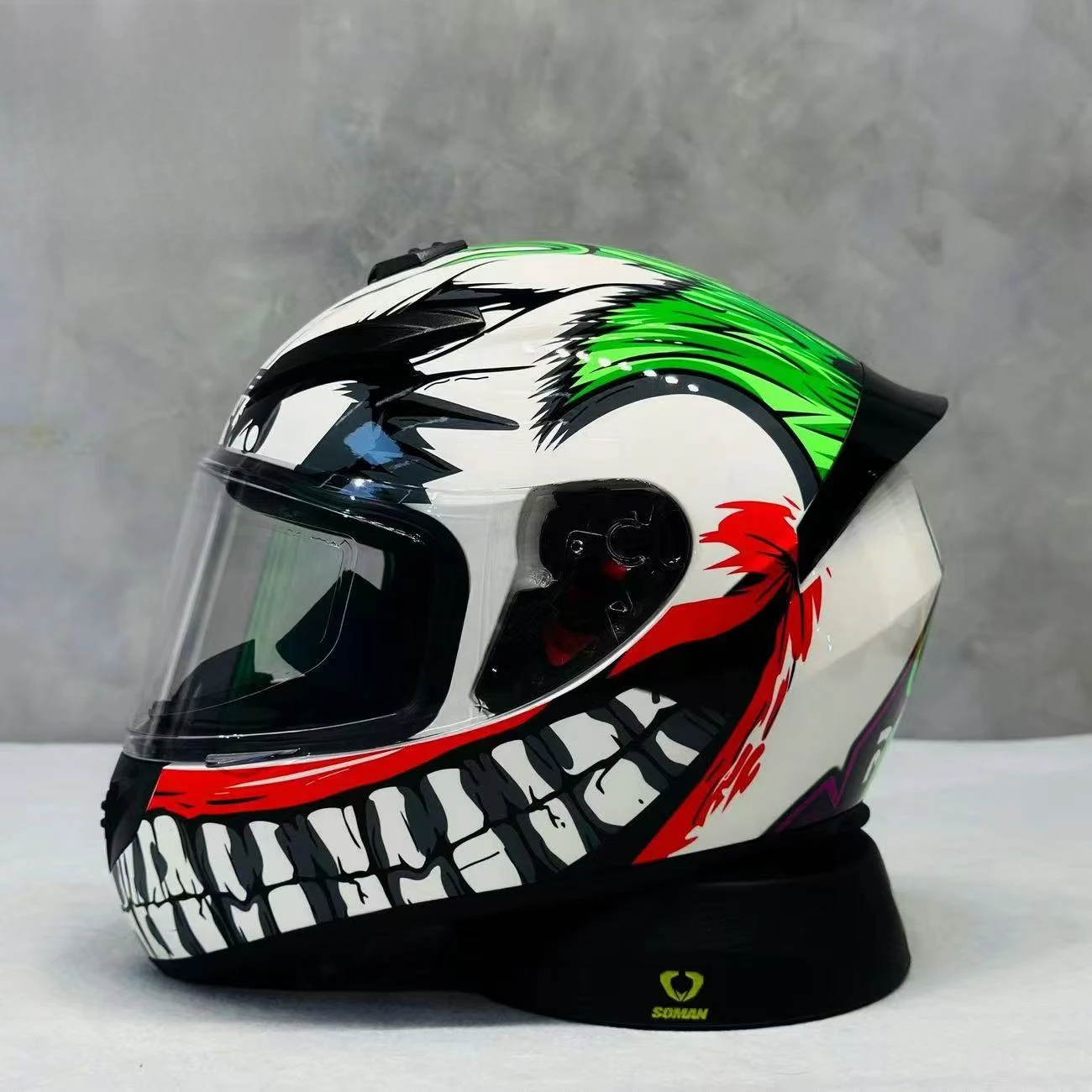 

Adult Sizes Full Face Motorcycle Helmet with Durable Shell and Cool Clown Graphics Meets DOT Standard Ideal for City Commuting