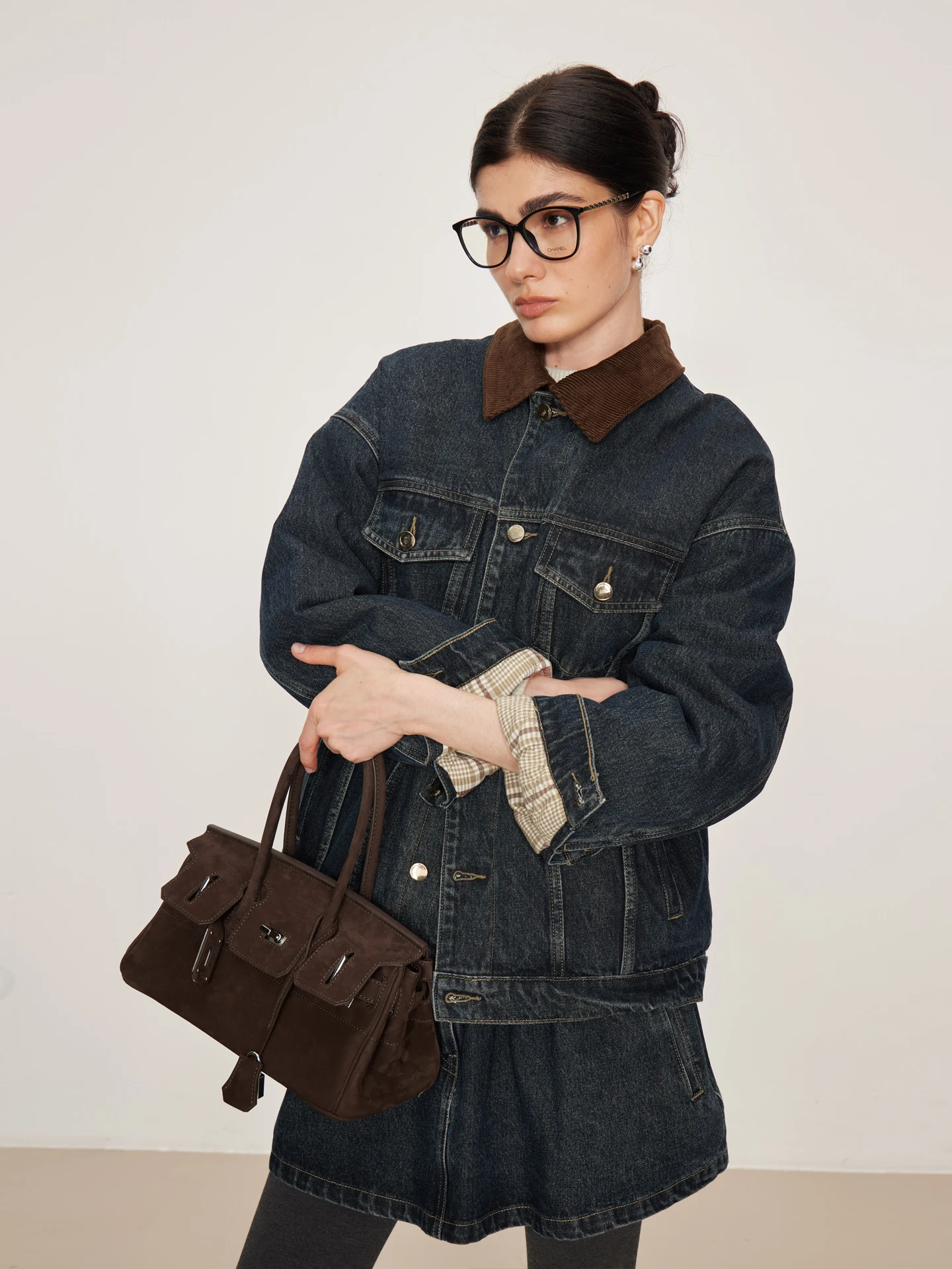 

Зимний новый джинсовый костюм NANCYLILI: винтажный джинсовый жакет и юбка с высокой талией, комплект из двух предметов, свободный крой, повседневный стиль...