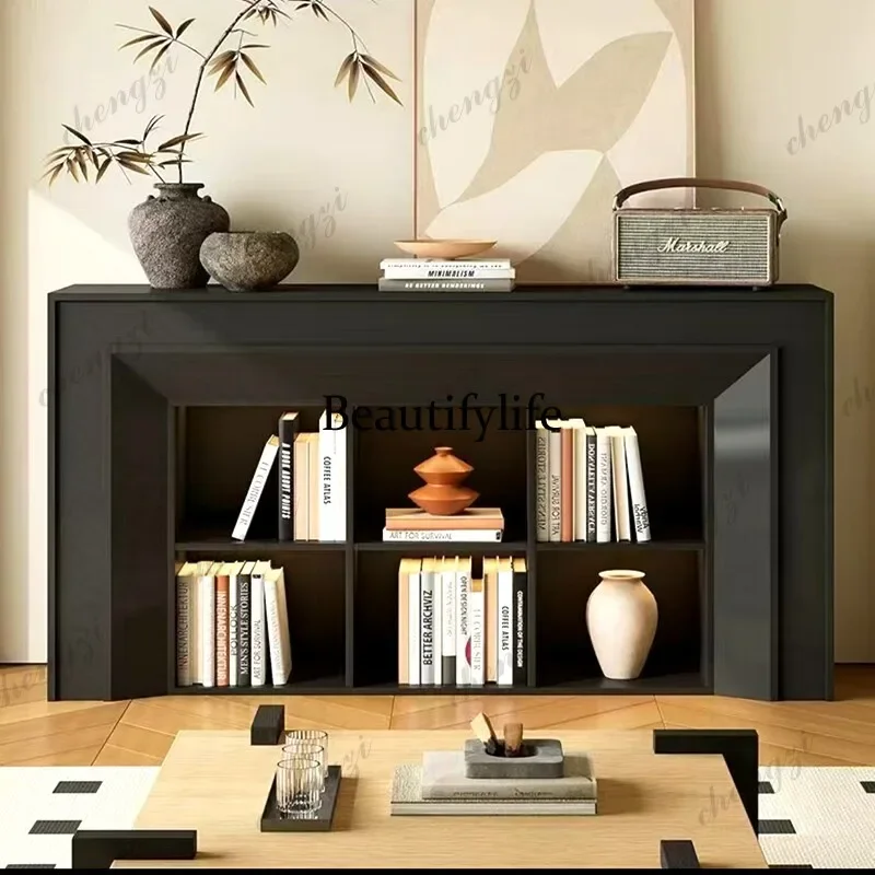 HR American retro solid wood fireplace decorative cabinet, antique entrance in living room, simulated fire atmosphere side cabin