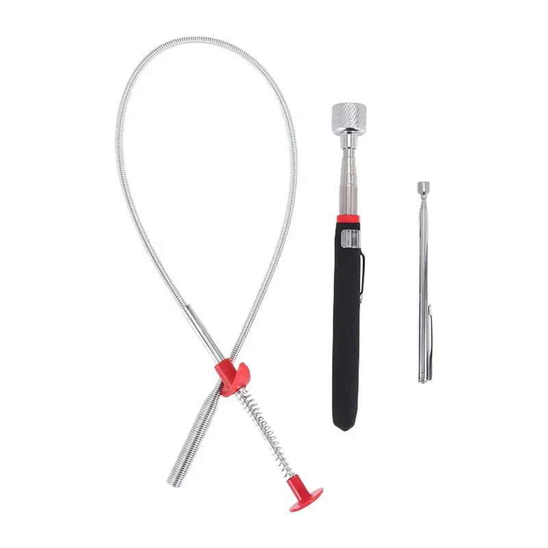 3 Pack Pick-Up Tool Set Magnetic Pick Up Tools Retrieving Telescoping Magnet Pickup Tools Bendable Curve Grabber-AT30