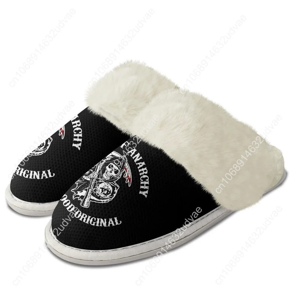 Kapcie Sons Of Anarchy SOA Pluszowe Ciepłe Buty Męskie Damskie Domowe Bawełniane Do Sypialni Personalizowane Termiczne Lekkie Kapcie DIY