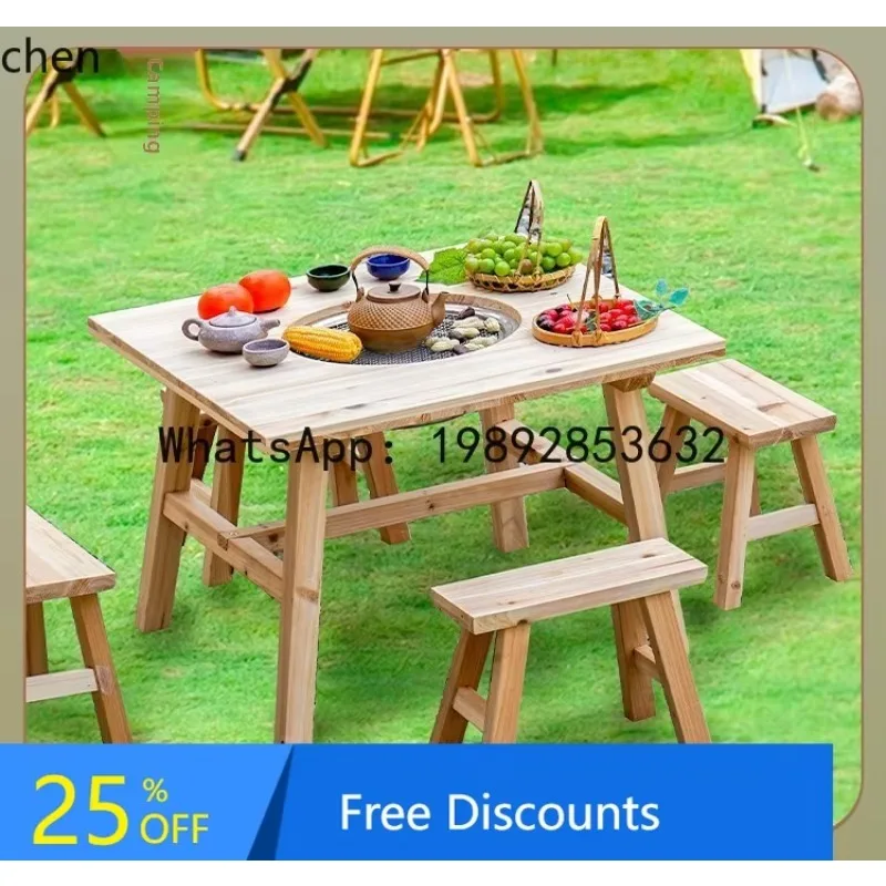 Z3 coffee table barbecue table combination solid wood barbecue table