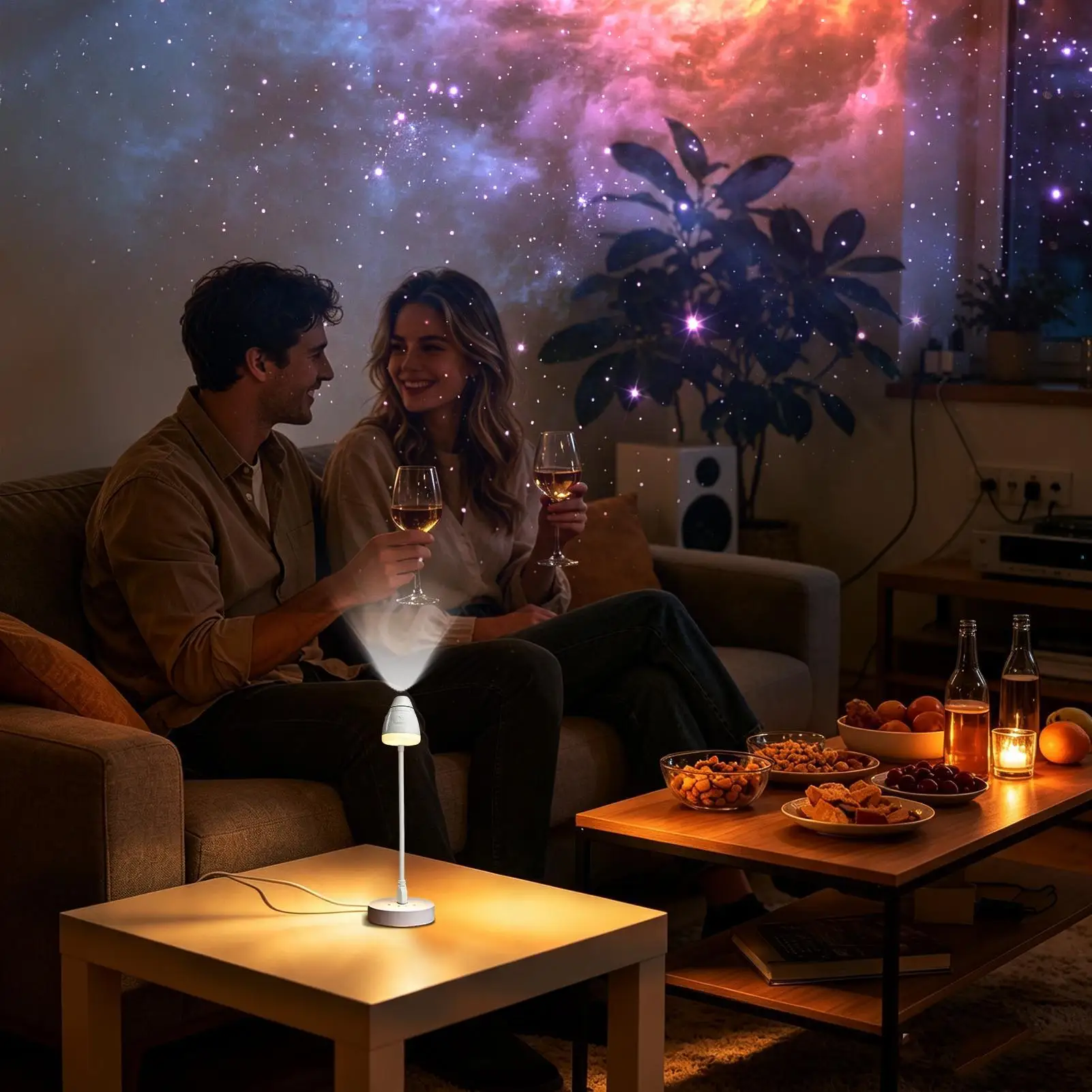 Galaxy Light Projector Galaxy Adjustable Brightness USB Powered Starry Sky Projection Night Light For Home Bedroom Living Room