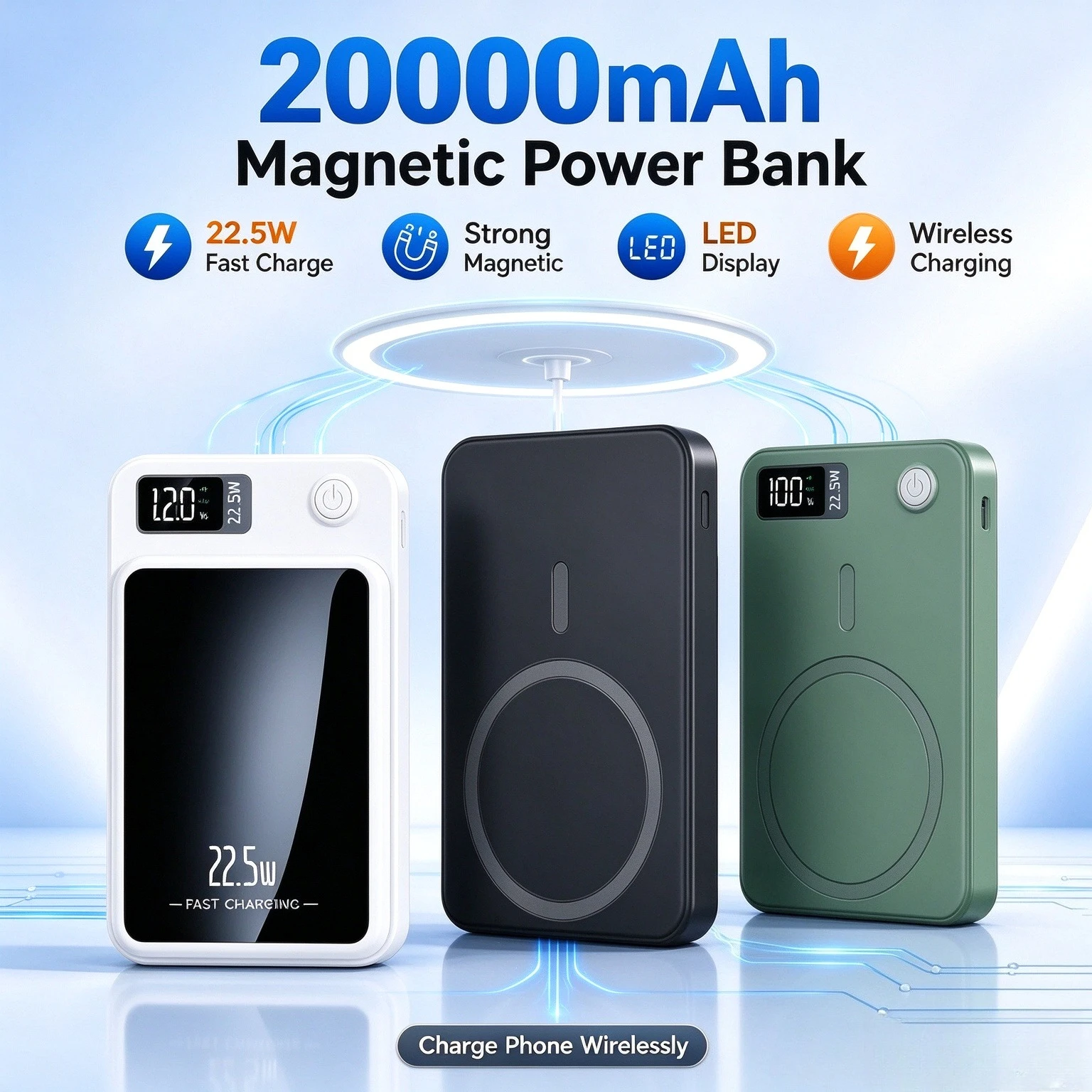 2026 NEW Magnetic Power Bank 20000mAh Large Capacity Wireless Fast Charging Suitable For Universal Mobile Power Bank