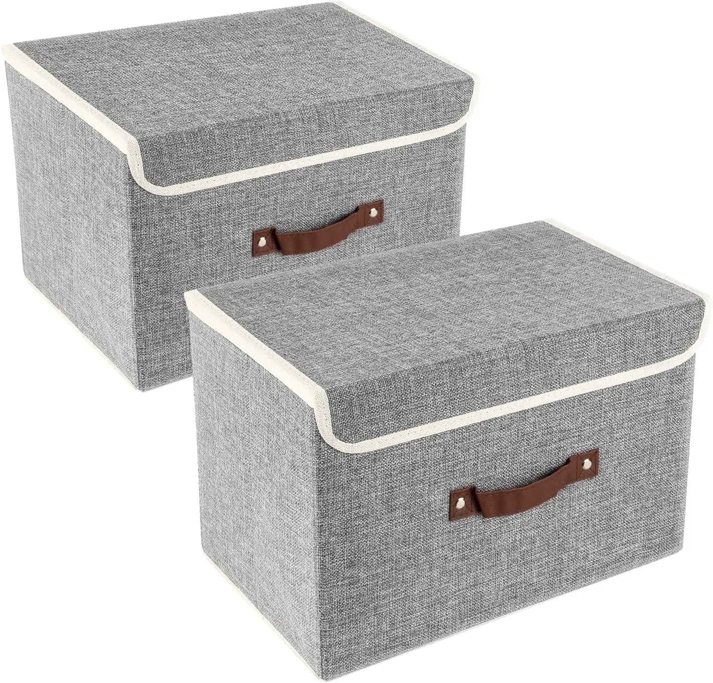 

Collapsible Storage Boxes, Washable Fabric Storage Bins with Lids, 14.9x9.8x9.8 inches, 2 Pack, Gray