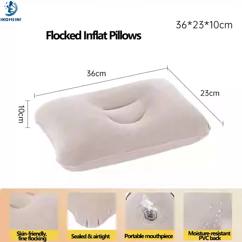 Outdoor Camping Travel Portable Inflatable Pillows Flocking Napping U-shaped Pillow Blow Up Inflatable Sleeping Pillow