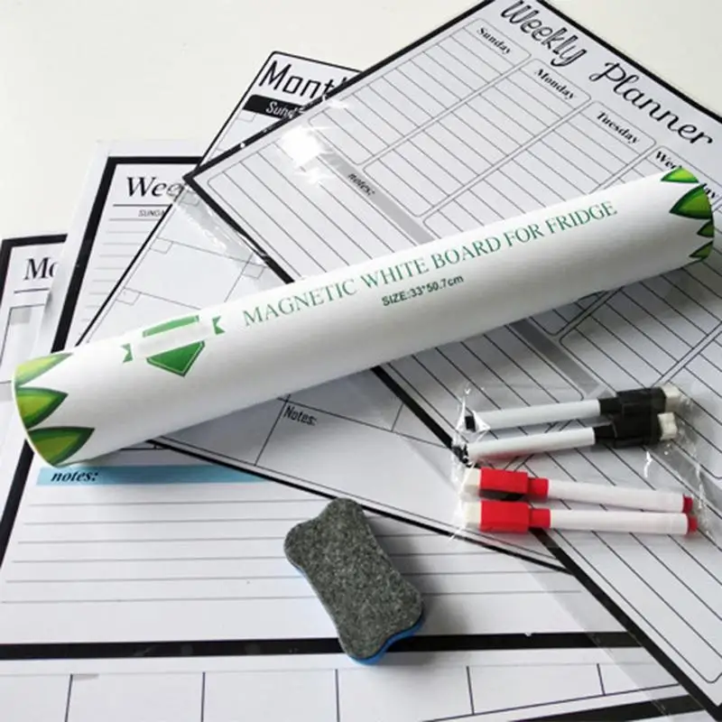 1pc Fridge Calendar Magnetic Dry Erase Calendar Whiteboard Calendar weekly Planner Fridge Sticker Message Board Menu