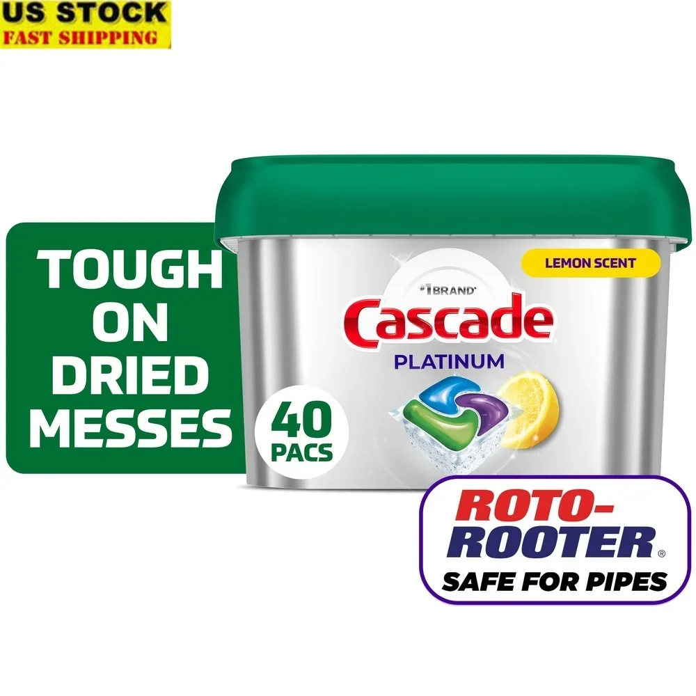 

Платиновые стручки для посудомоечной машины с ароматом лимона, 40 шт., автоматическое моющее средство ActionPac, без фосфана, предотвращает образование пятен на жесткой воде, очищает