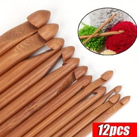 12pcs/Set DIY Crochet Hooks Set Bamboo Handle Crochet Knitting Tool Crafts