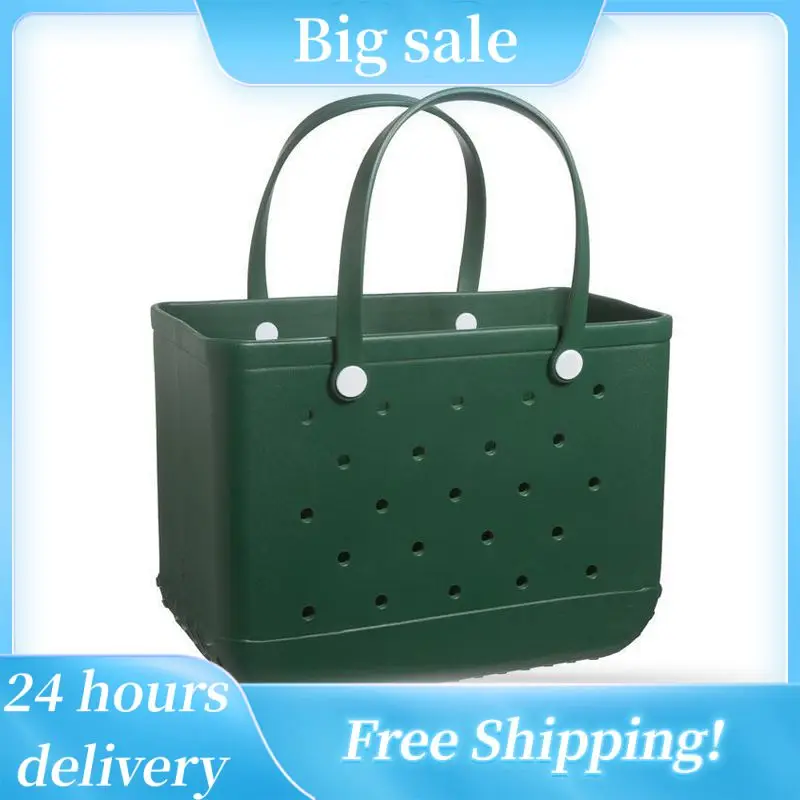 

Extra Large Boggs Beach Bag Summer EVA Beach Basket Women Picnic Tote Bag Holes Waterproof Handbag Pouch Shopping Shoulder Bag