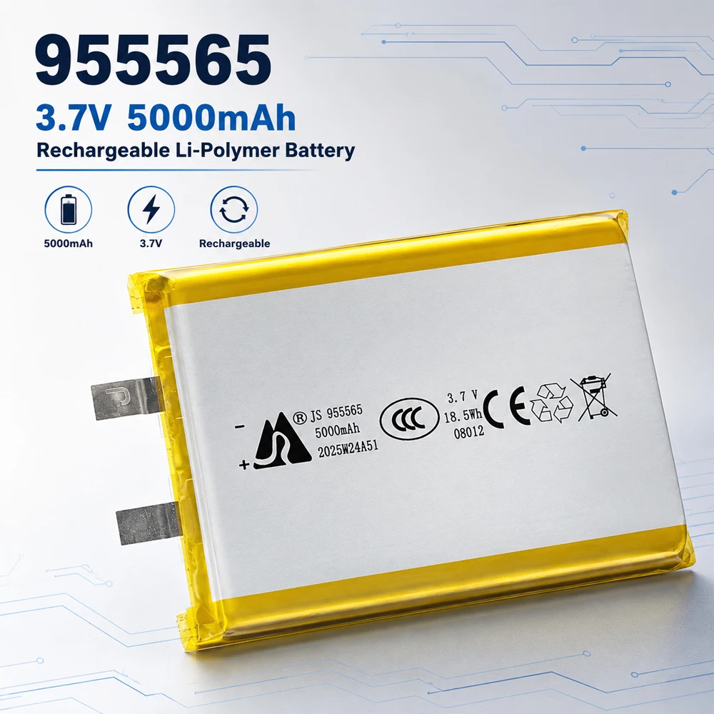 955565 3.7V 5000mAh LiPo Battery Rechargeable Lithium Polymer Battery with Protection IC for Portable Electronic Devices