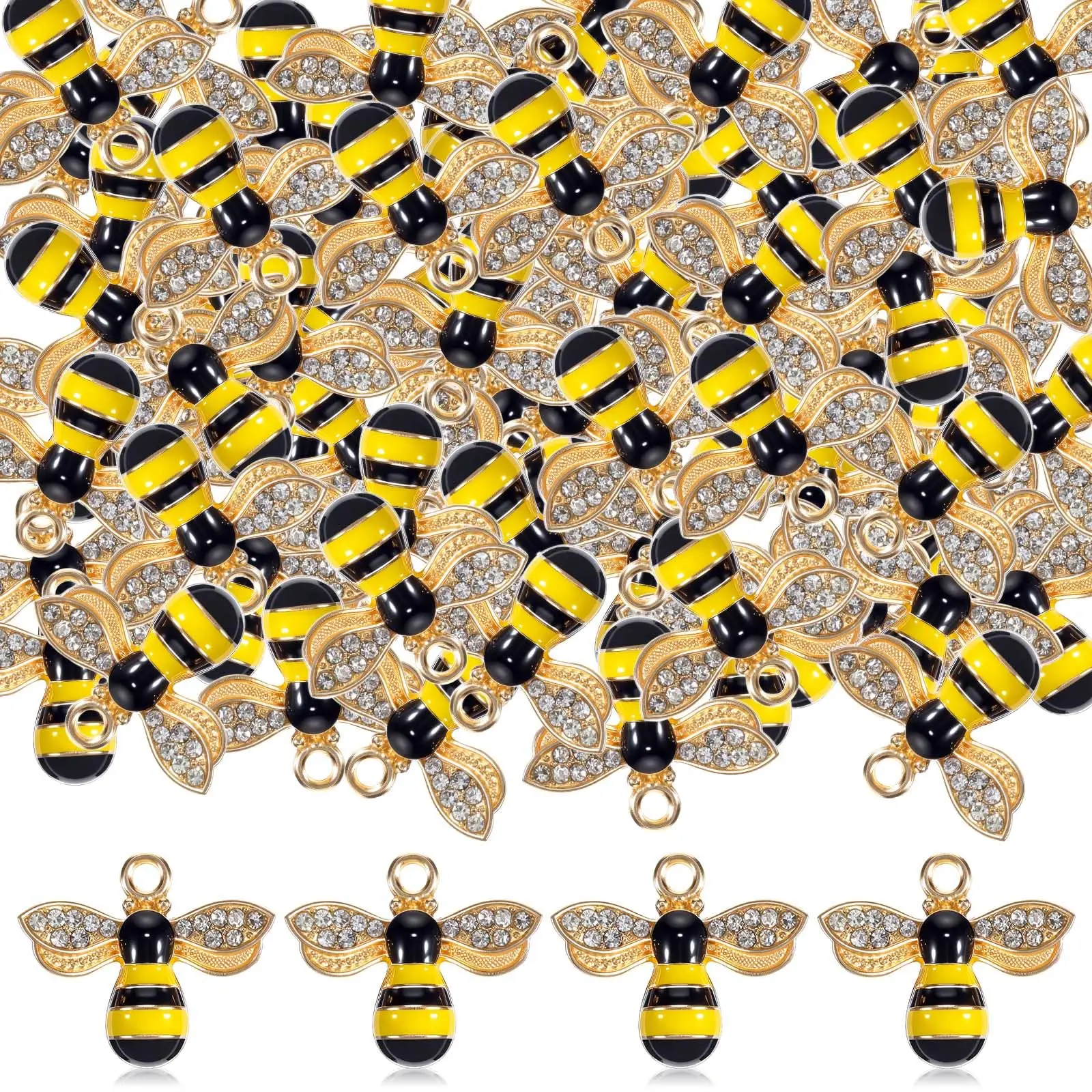 Alloy Oil-Drip Cartoon Bee Animal DIY Earrings Keychain Pendant Jewelry Accessories Bag Charm