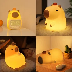 USB Rechargeable Cute Cartoon Capybara Silicone Night Light Timing Dimming Bedside Sleep Night Lamp for Room Decor Children Gift