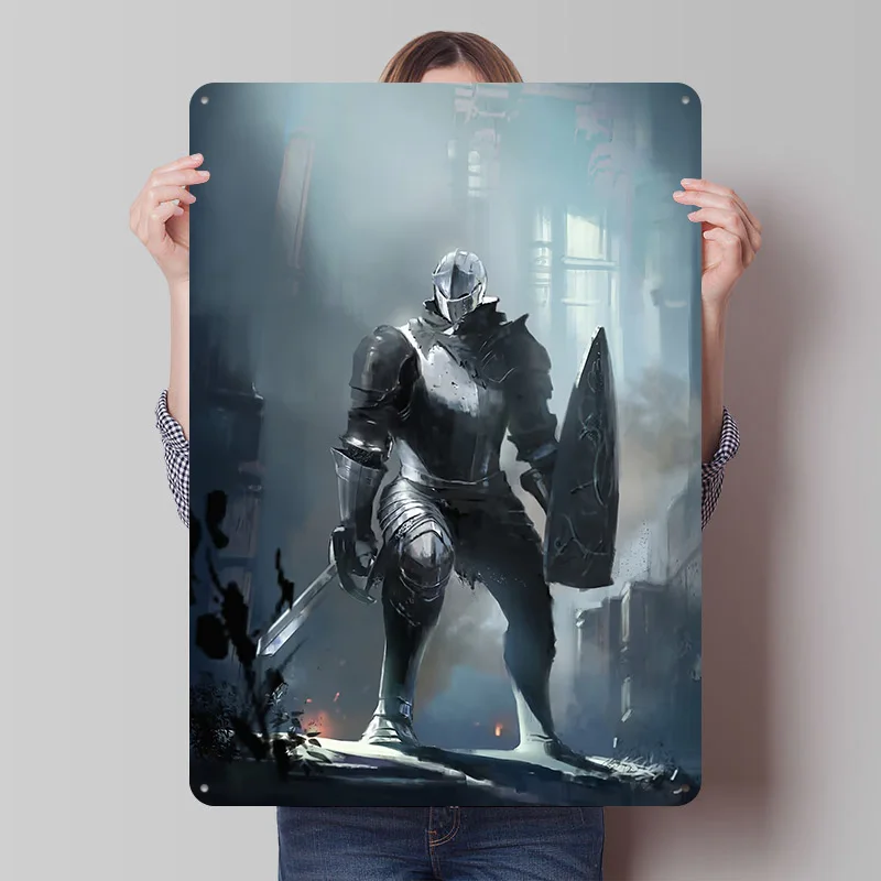 Black Knights Weißblech-Poster, individuelle Wandkunst, Vintage-Metallschilder, Retro-Blechplakette für Badezimmer-Dekoration, Schlafzimmer-Dekoration, gemütlich