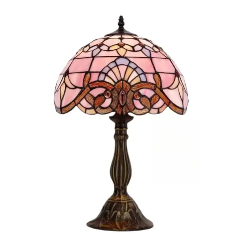 12 pollici 30 cm classico rosa barocco vetro colorato Tiffany lampada da tavolo studio bar hotel lampada da comodino lampada da scrivania Lampara Mesa De Noche
