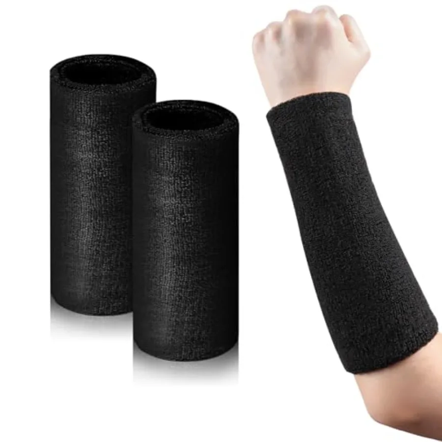 

2 Pcs 9 Inch Long Wristbands Sweatbands Large Sweat Bands Wristbands Wrist Sweatbands Bulk Arm Sweat Bands for Men Women Weight