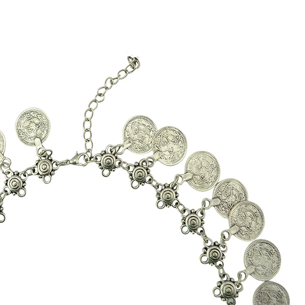 Vintage Silvery Golden Coins Necklace Boho Gypsy Turkey Beach Afghan Ethnic Tribal Festival Collar India Oxidised Female Jewelry