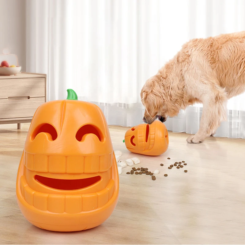 

Halloween Funny Pumpkin Chewing Dog Toy Bite-resistant Easy To Clean Leaking Food Puppy Interactive Toys Yorkshire Accessories