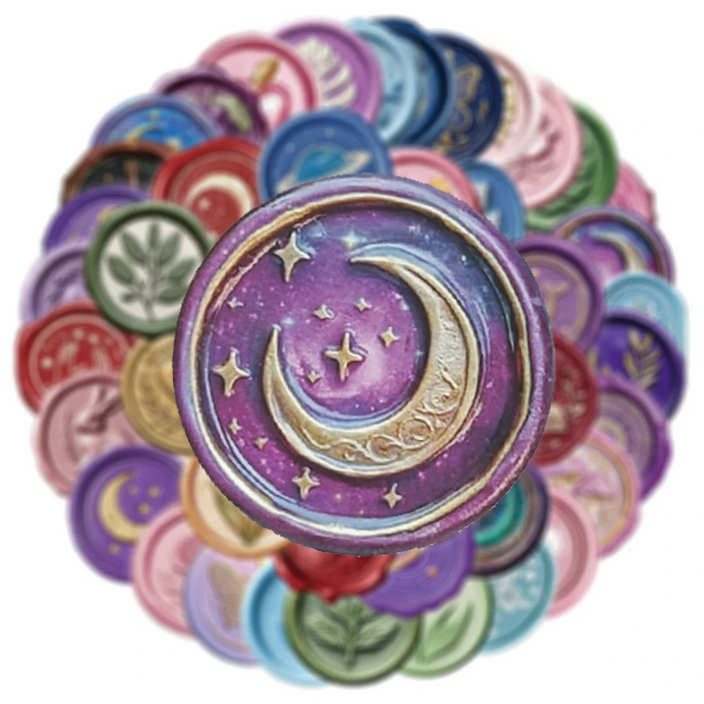 

10/30/50pcs Color Wax Seal Graffiti Stickers Aesthetic Art Decoration Hand Account Luggage Guitar Laptop Funny Sticker Toy Gift