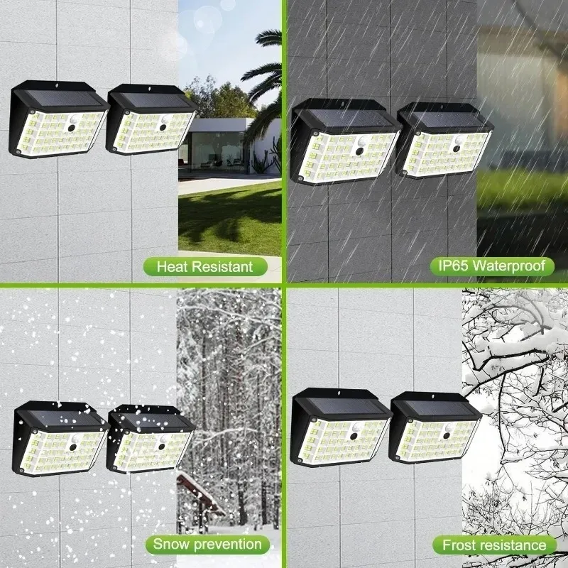 Solar Powered Motion Sensor Flood Lights, Waterproof Outdoor Wall Lamp with 3 Modes for Porch and Yard, 176 LED 